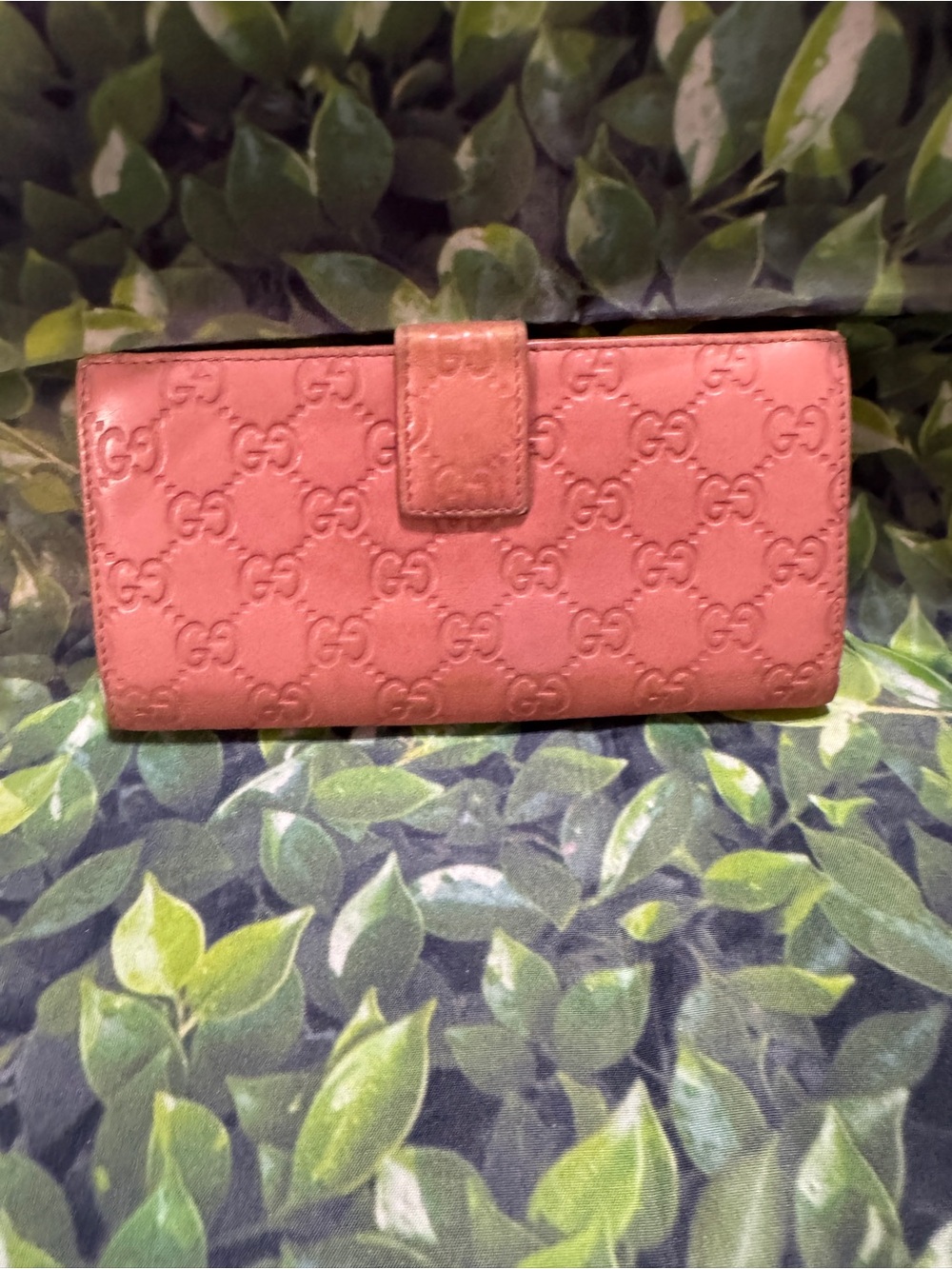 Gucci Pink Embossed GG Continental Wallet